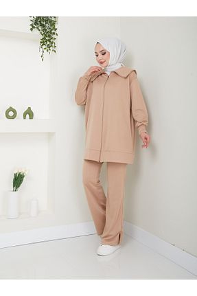 ست بالاتنه و پائین تنه حجاب بژ زنانه رگولار VOLT CLOTHİNG - کد 834084159
