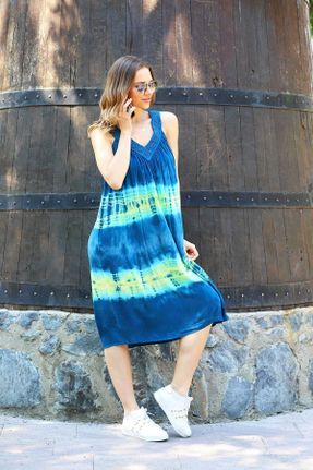 لباس ساحلی آبی زنانه پنبه (نخی) طرح باتیک کد 49165398