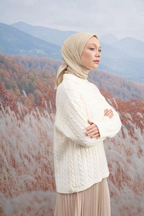 روسری بژ پنبه ای ARMANDA - کد 834151460