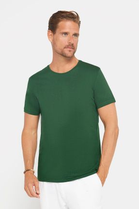 تی شرت سبز مردانه یقه گرد تکی طراحی کد 834154496