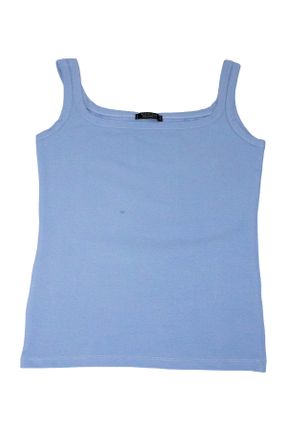 تی شرت آبی زنانه اسلیم فیت پنبه - پلی استر تکی کد 834166997