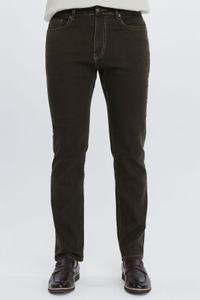 شلوار جین قهوه ای مردانه پاچه لوله ای فاق بلند جین استاندارد کد 455117303