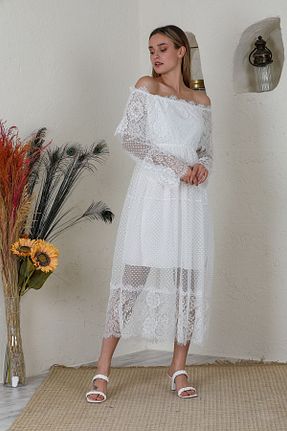 لباس سفید زنانه بافتنی Azra Style - کد 155846619