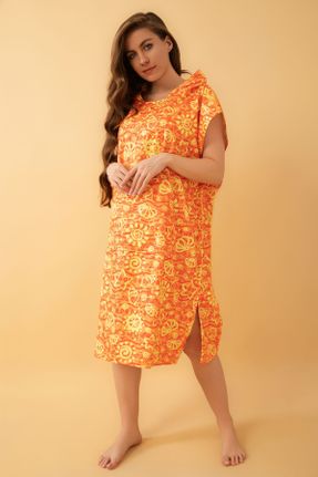 لباس ساحلی نارنجی زنانه پنبه (نخی) طرح دار کد 829922029
