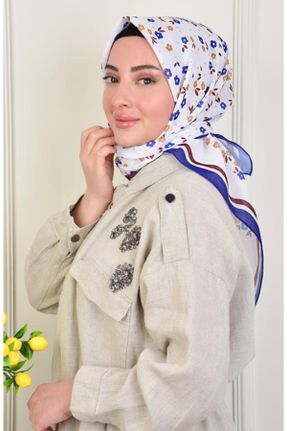 روسری بنفش پنبه - پلی استر طرح گلدار کد 813853725