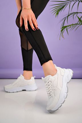 کفش اسنیکر سفید زنانه بند دار Moda Kadıköy - کد 834217013