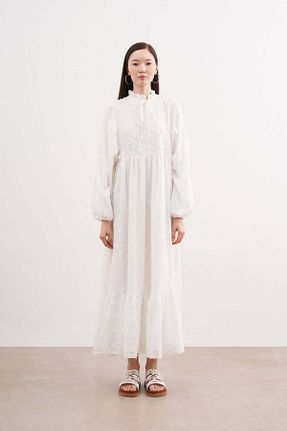 لباس سفید زنانه بافتنی FUSHYA - کد 834238013