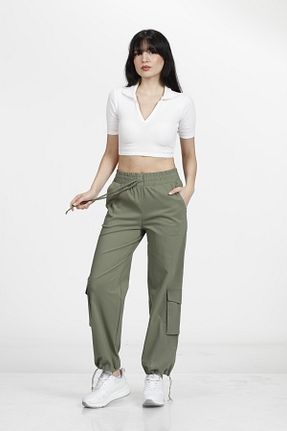شلوار خاکی زنانه پنبه - الاستین etol textile - کد 834357068
