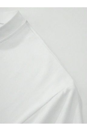تی شرت سفید زنانه اورسایز یقه گرد پنبه (نخی) تکی جوان کد 834261776