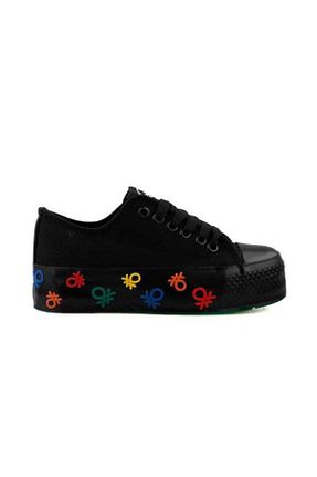 کفش اسنیکر مشکی زنانه بند دار Benetton - کد 834248816
