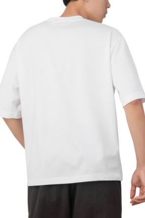 تی شرت سفید مردانه اورسایز یقه گرد تکی کد 834344197