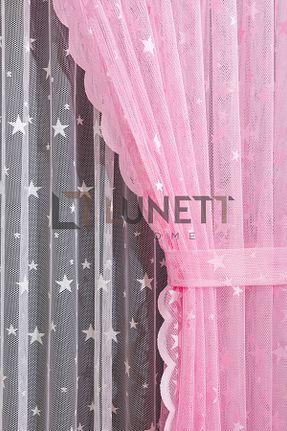 پرده توری صورتی ریل دار LUNETT HOME - کد 834356711
