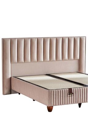 تخت / تخت پایه بژ چوب Niron Yatak - کد 834385598