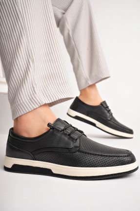 کفش کژوال مشکی مردانه چرم طبیعی پاشنه کوتاه ( 4 - 1 cm ) پاشنه ساده کد 833327003