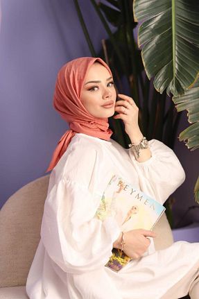روسری نارنجی پنبه ای İpekel - کد 824461359
