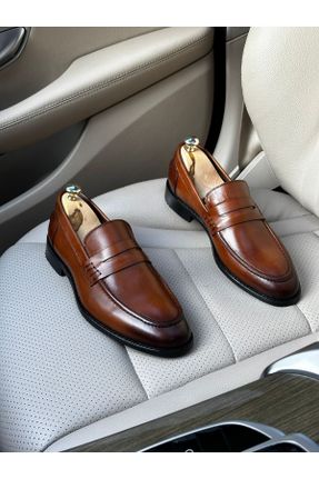 کفش کلاسیک قهوه ای مردانه چرم طبیعی پاشنه کوتاه ( 4 - 1 cm ) پاشنه ساده کد 788666501