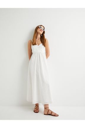 لباس سفید زنانه بافتنی رگولار بند دار کد 819721126
