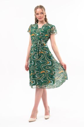 لباس سبز زنانه بافتنی ویسکون اورسایز آستین-بلند کد 305836679