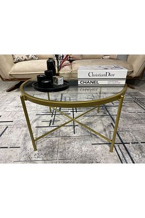 میز جلو مبلی طلائی شیشه EDMONDA EV AKSESUAR - کد 820939827