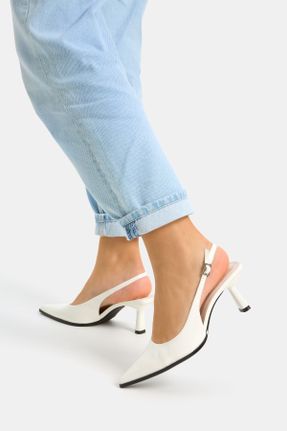 کفش پاشنه بلند کلاسیک سفید زنانه پلی اورتان پاشنه نازک پاشنه متوسط ( 5 - 9 cm ) کد 825490571