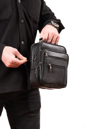 کیف دستی مشکی مردانه سایز کوچک چرم طبیعی کد 784567457