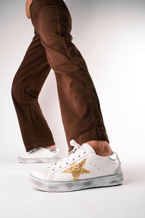 کفش اسنیکر طلائی زنانه بند دار LAL SHOES & BAGS - کد 831002965