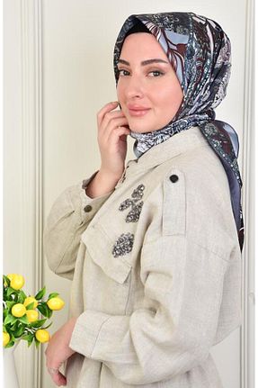 روسری طوسی ابریشم ضخیم کد 813853295