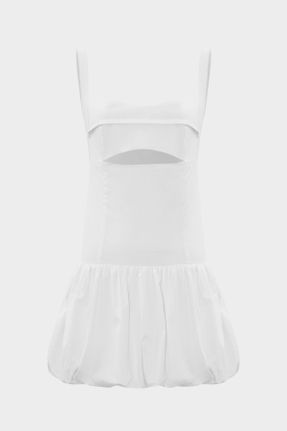لباس سفید زنانه بافتنی اسلیم فیت بند دار کد 829578852