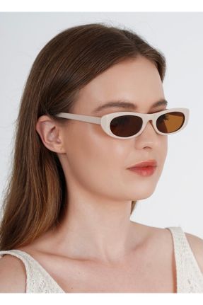 عینک آفتابی بژ زنانه 50 UV400 سایه روشن گربه ای کد 832033192