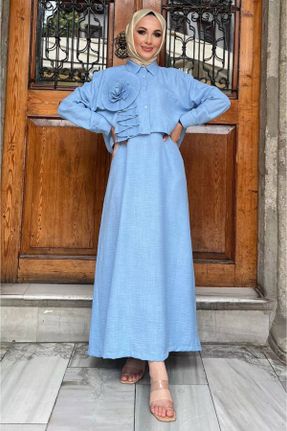 لباس آبی زنانه بافتنی اسلیم فیت آستین-بلند کد 834274750