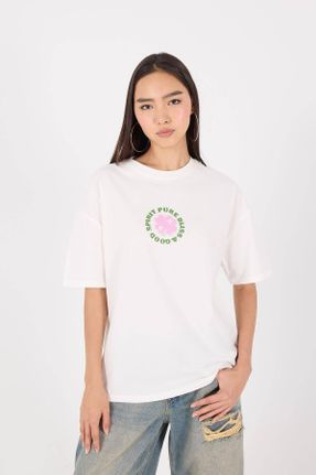 تی شرت نباتی زنانه اورسایز یقه گرد کد 834299013