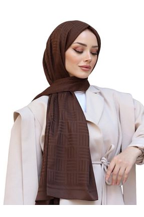 شال قهوه ای زنانه پنبه ای ŞahTan - کد 834070505