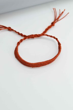 دستبند جواهر نارنجی زنانه چرم کد 833783657