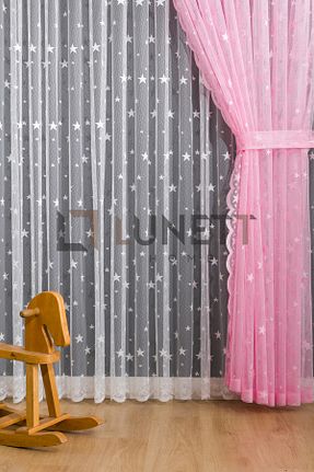 پرده توری صورتی ریل دار LUNETT HOME - کد 834356711