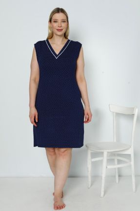 لباس شب آبی زنانه ویسکون طرح خال خالی کد 834451470