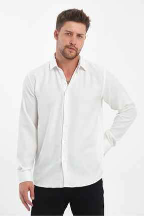 پیراهن سفید مردانه اسلیم فیت یقه پیراهنی بافت کد 833068876