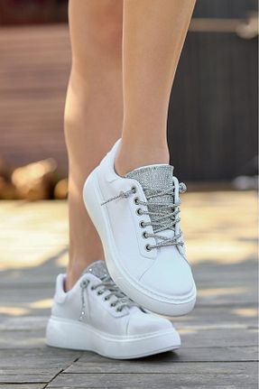 کفش بیرون سفید زنانه چرم مصنوعی LEYDİ SHOES - کد 834446146