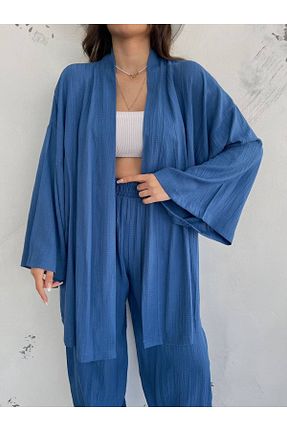 ست بالاتنه و پائین تنه آبی زنانه بافتنی Genel Markalar - کد 833512482
