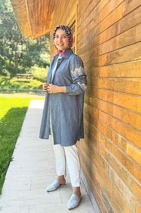 تونیک سایز بزرگ سرمه ای زنانه بافتنی FUAT GÜRSEN - کد 834442408