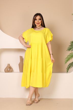 لباس زرد زنانه بافتنی بافت رگولار بیسیک کد 834499483