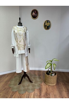 ست بالاتنه و پائین تنه نباتی زنانه بافتنی Ghisa - کد 834492742