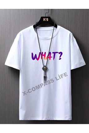 تیشرت سفید زنانه اورسایز x-compass life - کد 678187041