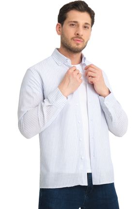 پیراهن سفید مردانه اورسایز یقه پیراهنی پنبه (نخی) کد 834516815