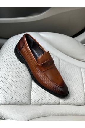 کفش کلاسیک قهوه ای مردانه چرم طبیعی پاشنه کوتاه ( 4 - 1 cm ) پاشنه ساده کد 782783176