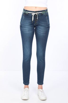 شلوار جین آبی زنانه پاچه رگولار فاق بلند جین استاندارد کد 124125039