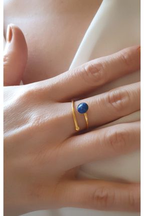انگشتر جواهر سرمه ای زنانه روکش طلا کد 119970156