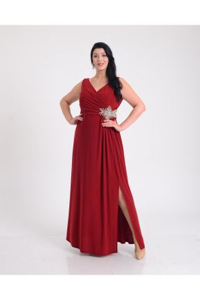 لباس مجلسی سایز بزرگ قرمز زنانه A-line بدون آستین کد 789393046