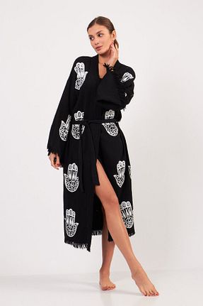 کیمونو و کافتان مشکی زنانه %100 پنبه devirhesapdevri - کد 834550924