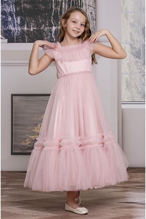 لباس مجلسی و فارغ التحصیلی صورتی بچه گانه بدون آستین SÜSLÜ PİNK KİDS - کد 834655074