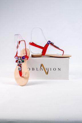 صندل قرمز زنانه پاشنه تخت Oblavion - کد 335640367